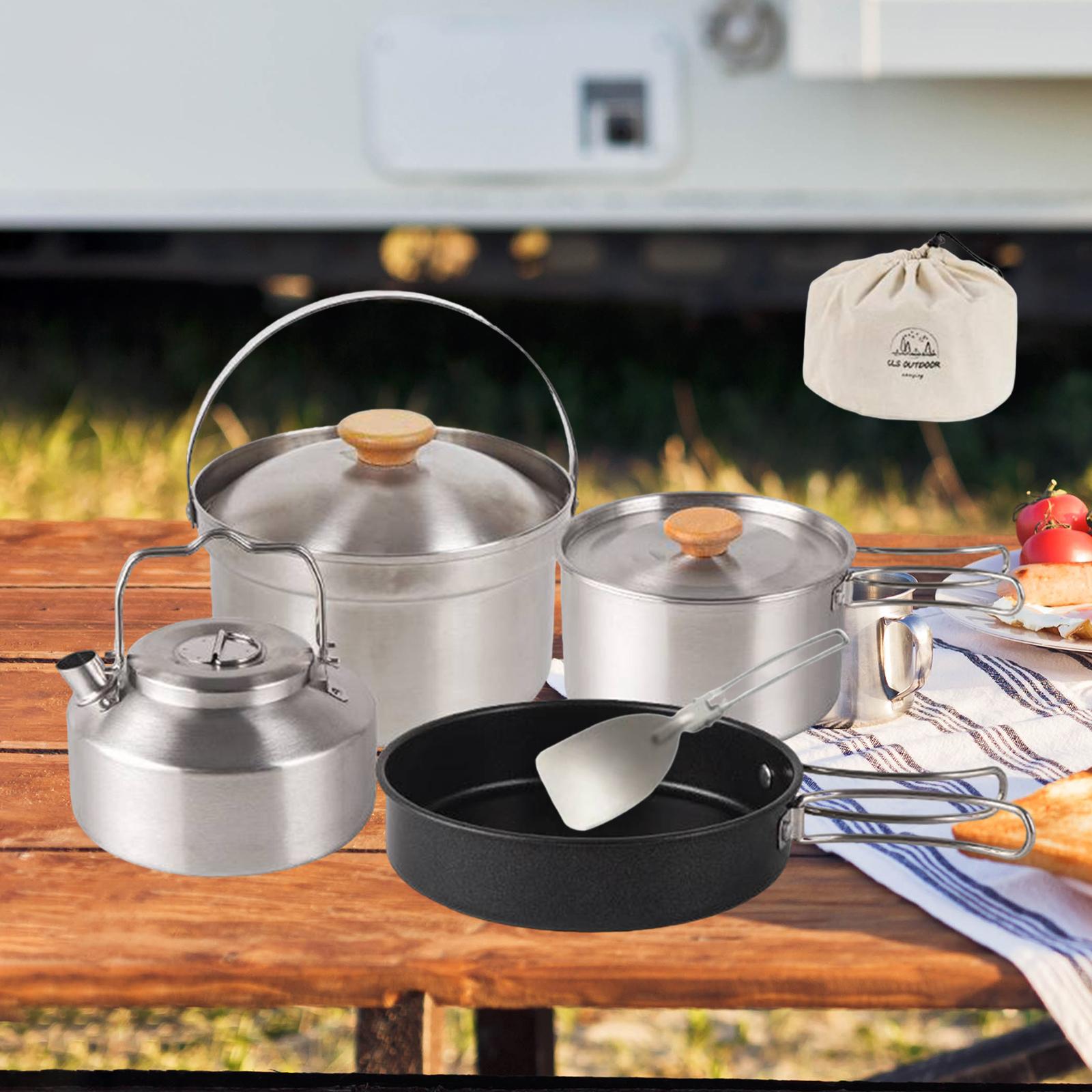 Camping Cooking Set With Kettle - Utensilios de cocina para acampar, equipo