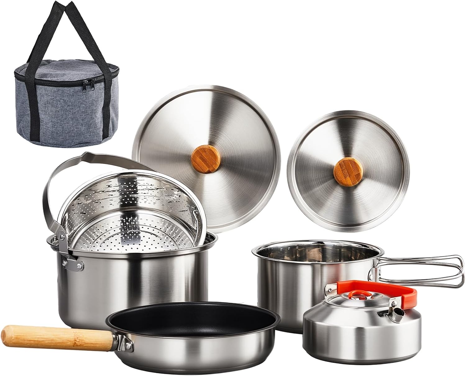 Camping Cooking Set With Kettle - Juego de utensilios de cocina de