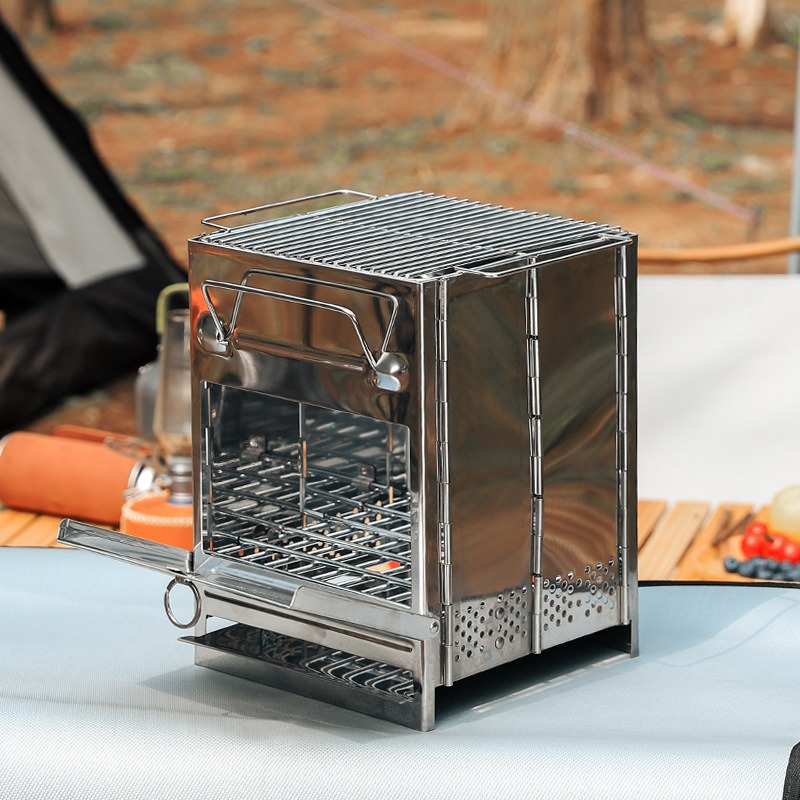 Camping Cooking Wood Stove - Estufa de carbón y leña plegable