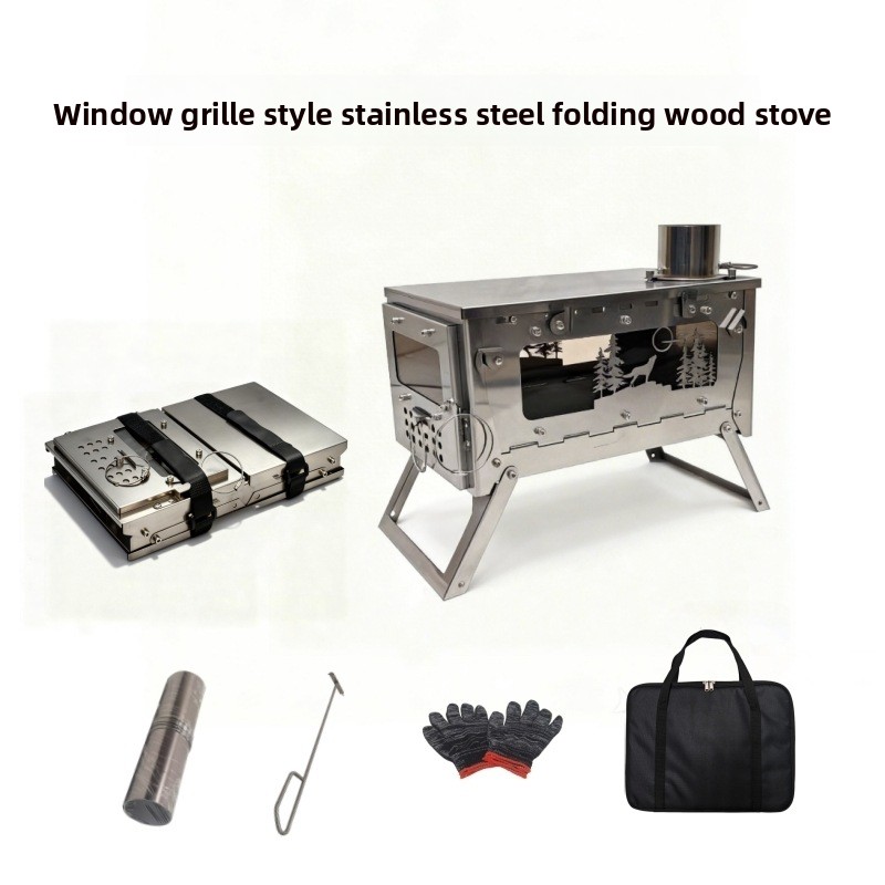 Camping Cooking Wood Stove - Estufa de Leña Plegable Portátil de