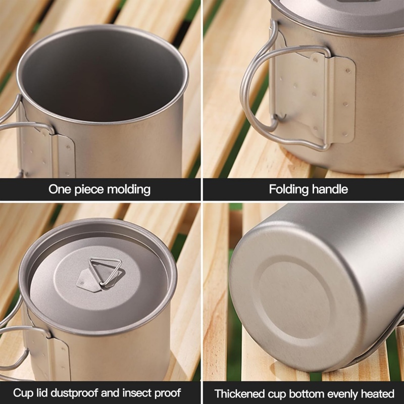 Taza de camping de titanio con - Camping Cooking Ware Set reseña y precio