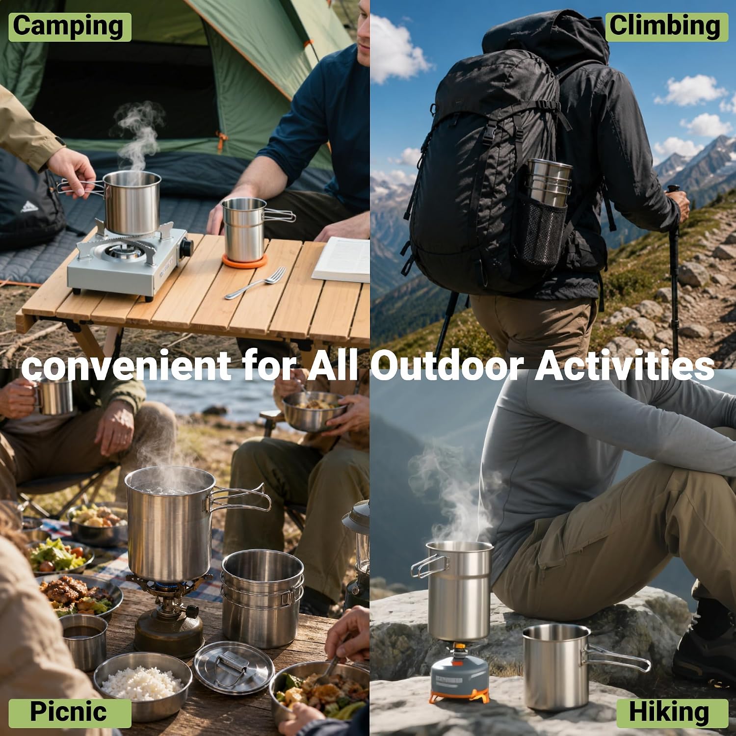 Tazas plegables para acampar,  - Camping Cooking Backpack reseña y precio