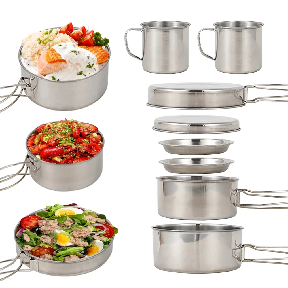 8 unids/set utensilios de coci - Camping Cooking Ware Set reseña y precio