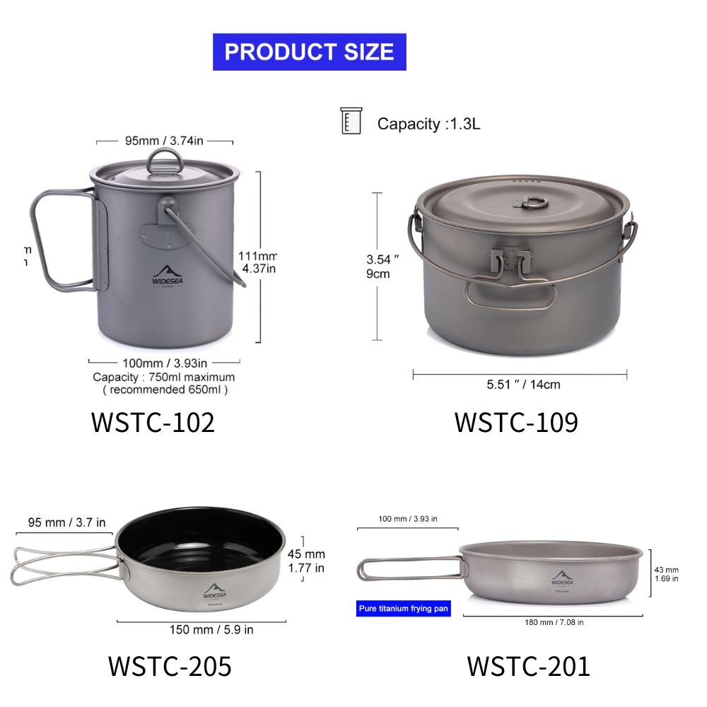 Widesea-vajilla para acampar,  - Camping Cooking Ware Set reseña y precio