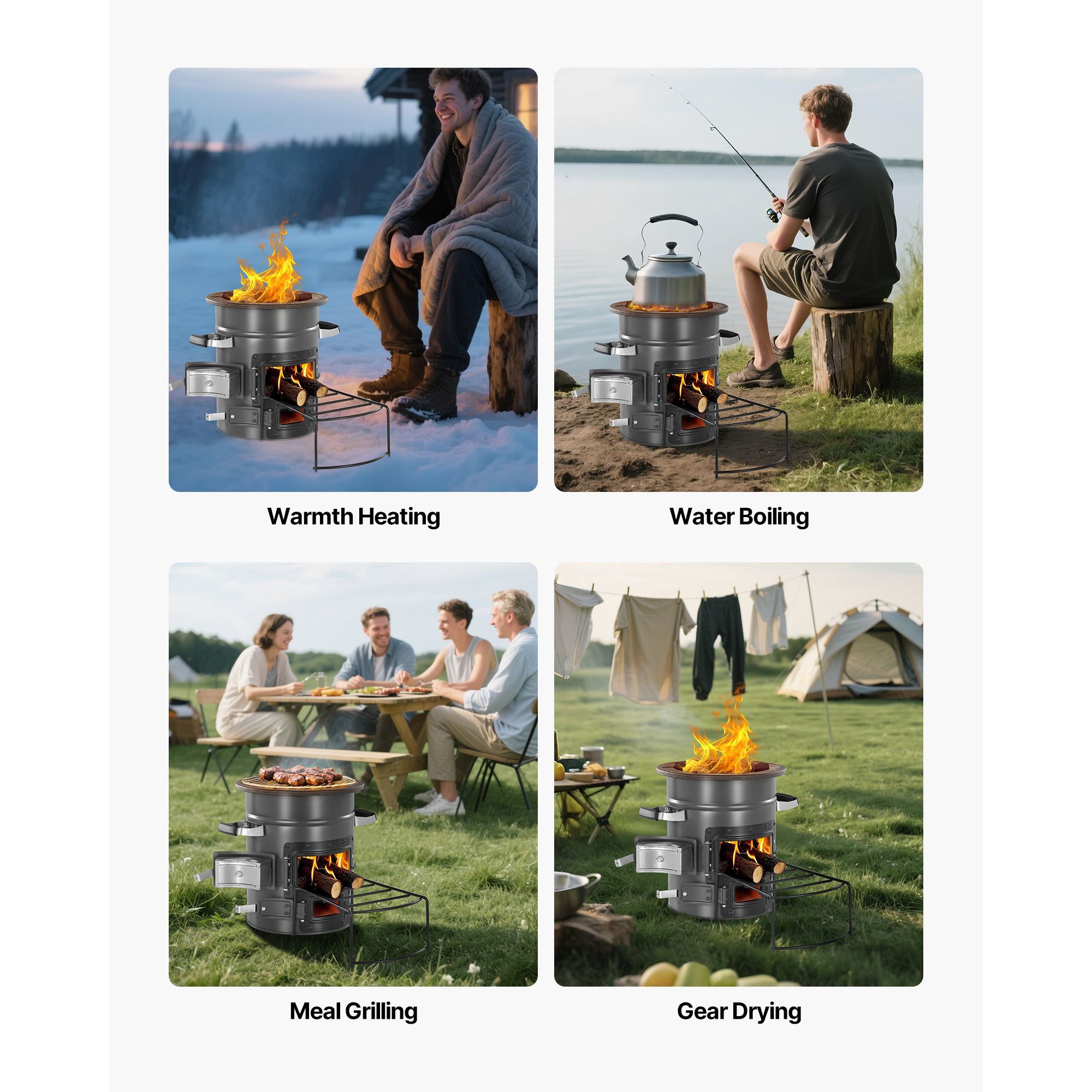 Estufa Rocket Portátil para Ac - Camping Cooking Wood Stove reseña y precio