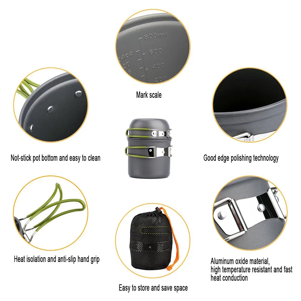 Utensilios de cocina para acam - Camping Cooking Ware Set reseña y precio