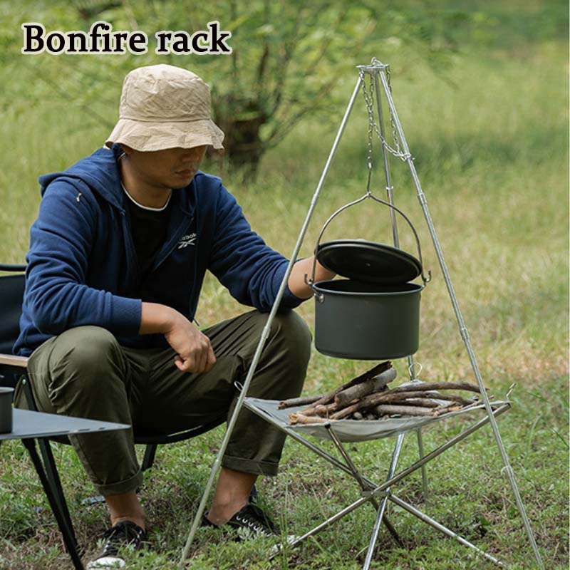 Trípode portátil para hoguera, - Camping Cooking Pot Tripod reseña y precio