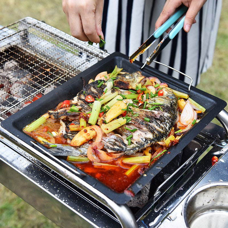 Sartén cuadrada gruesa para ex - Camping Cooking Survival reseña y precio