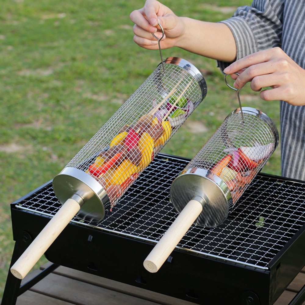 Cesta de barbacoa giratoria de - Camping Cooking Basket reseña y precio