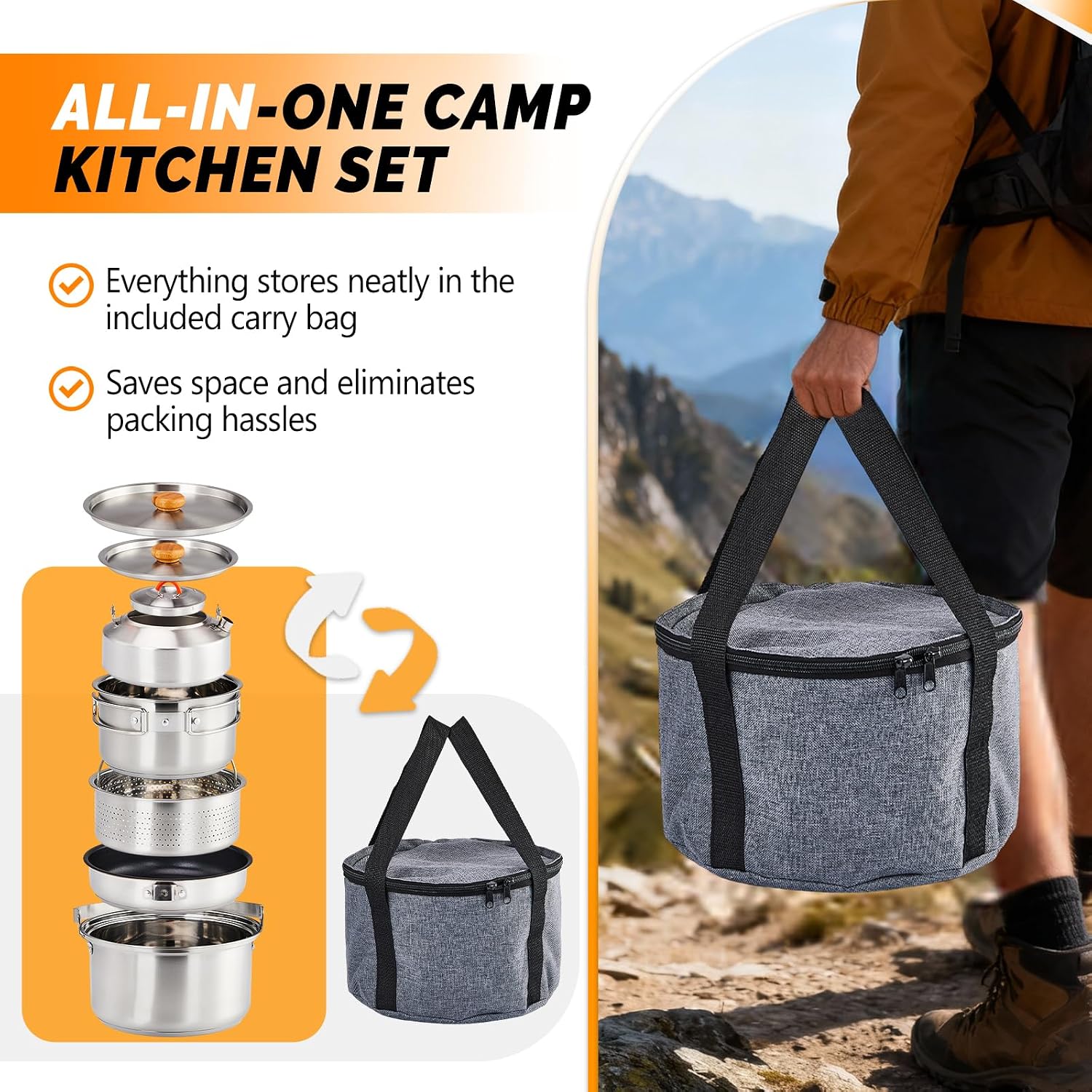 Juego de utensilios de cocina  - Camping Cooking Set With Kettle reseña y precio