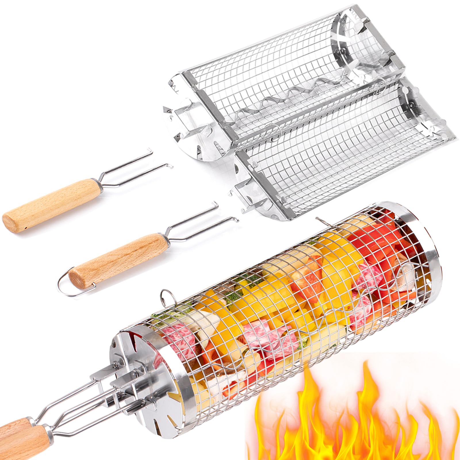 BUYYES-cesta rodante para parr - Camping Cooking Basket reseña y precio